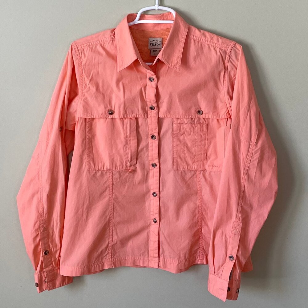 Filson 100% Cotton Expedition Shirt, Women's, Large, Coral